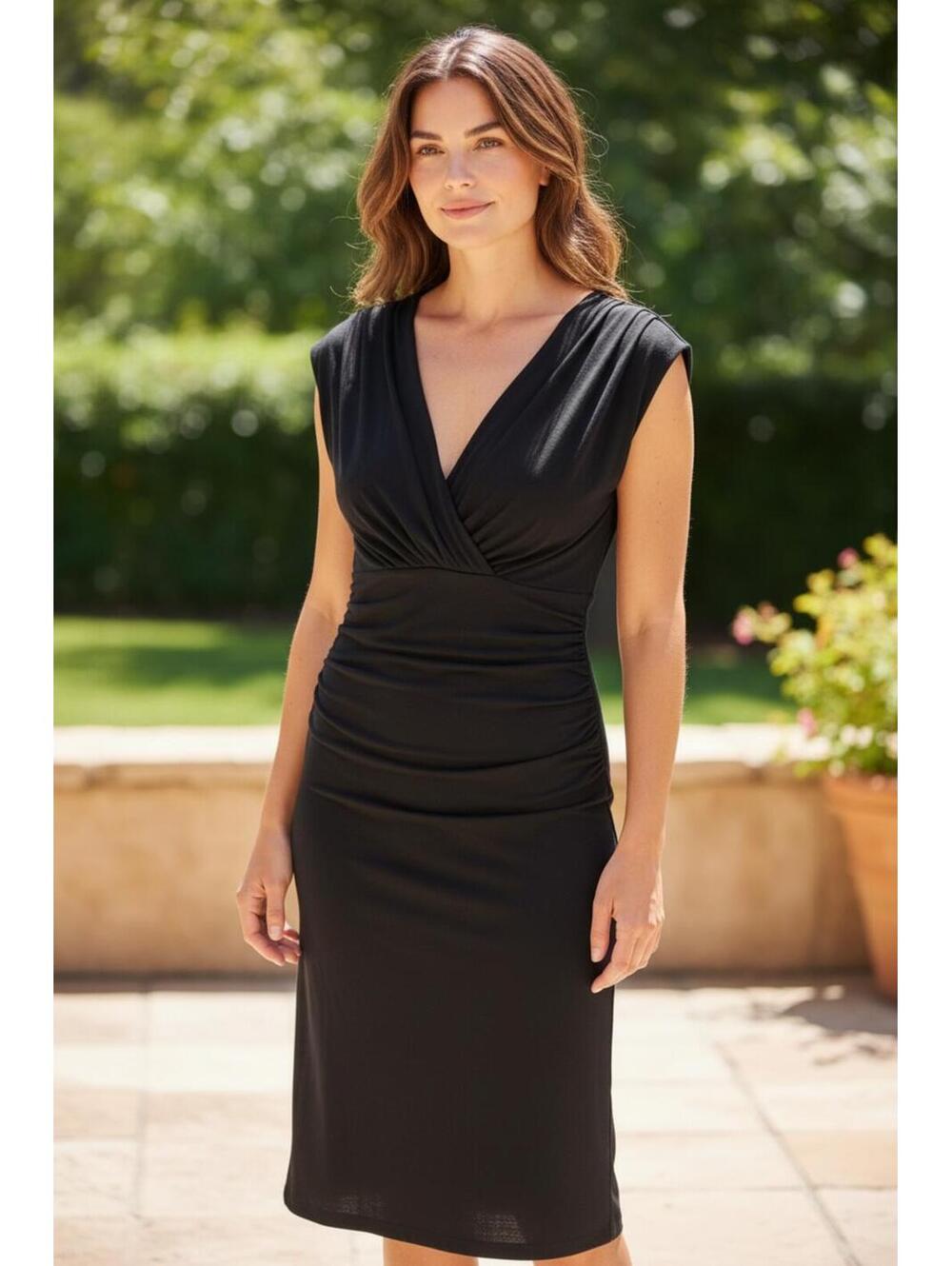 Velvet by Graham & Spencer Black Sleeveless V-Neck‎ Dress SZ S